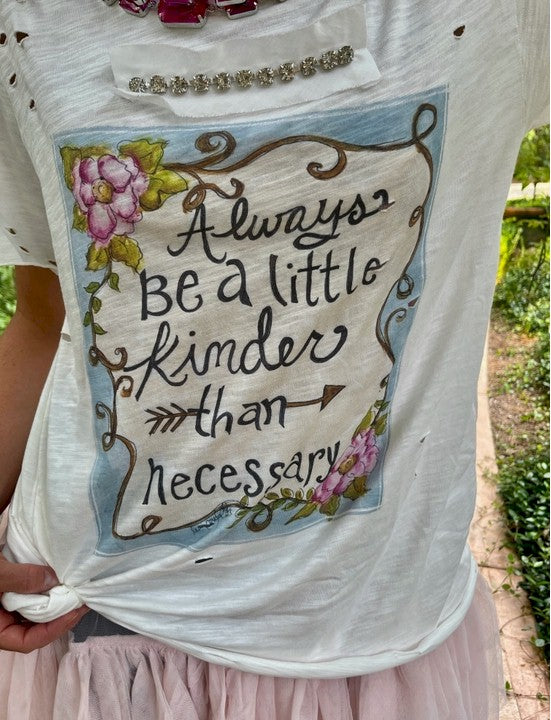 Rhinestone Ribbon Distressed Tee By A Rare Bird