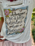 Always Be a Little Kinder than Necessary Rhinestone Ribbon Distressed Tee By A Rare Bird