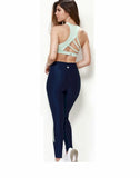 Navy Mint Racer Stripe Legging by Protokolo Activewear